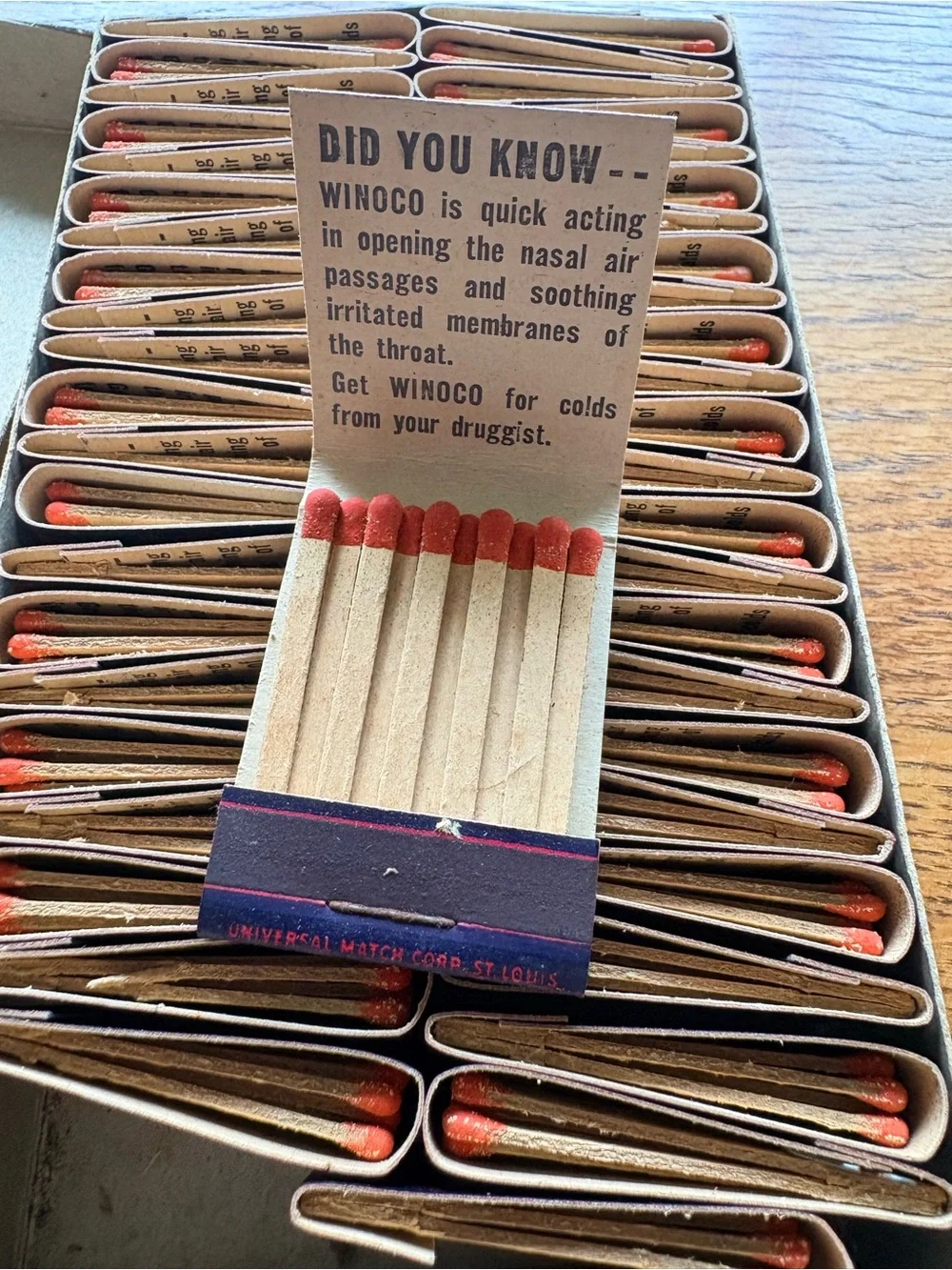 VTG- 46 books of matches- Winoco- For colds abs discomforts and nasal miseries